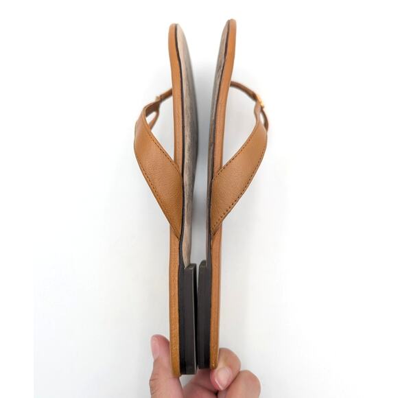 Tory Burch Classic Flip Flop Leather Sandals Women's Slip-On Brown Size US9M - Picture 9 of 11